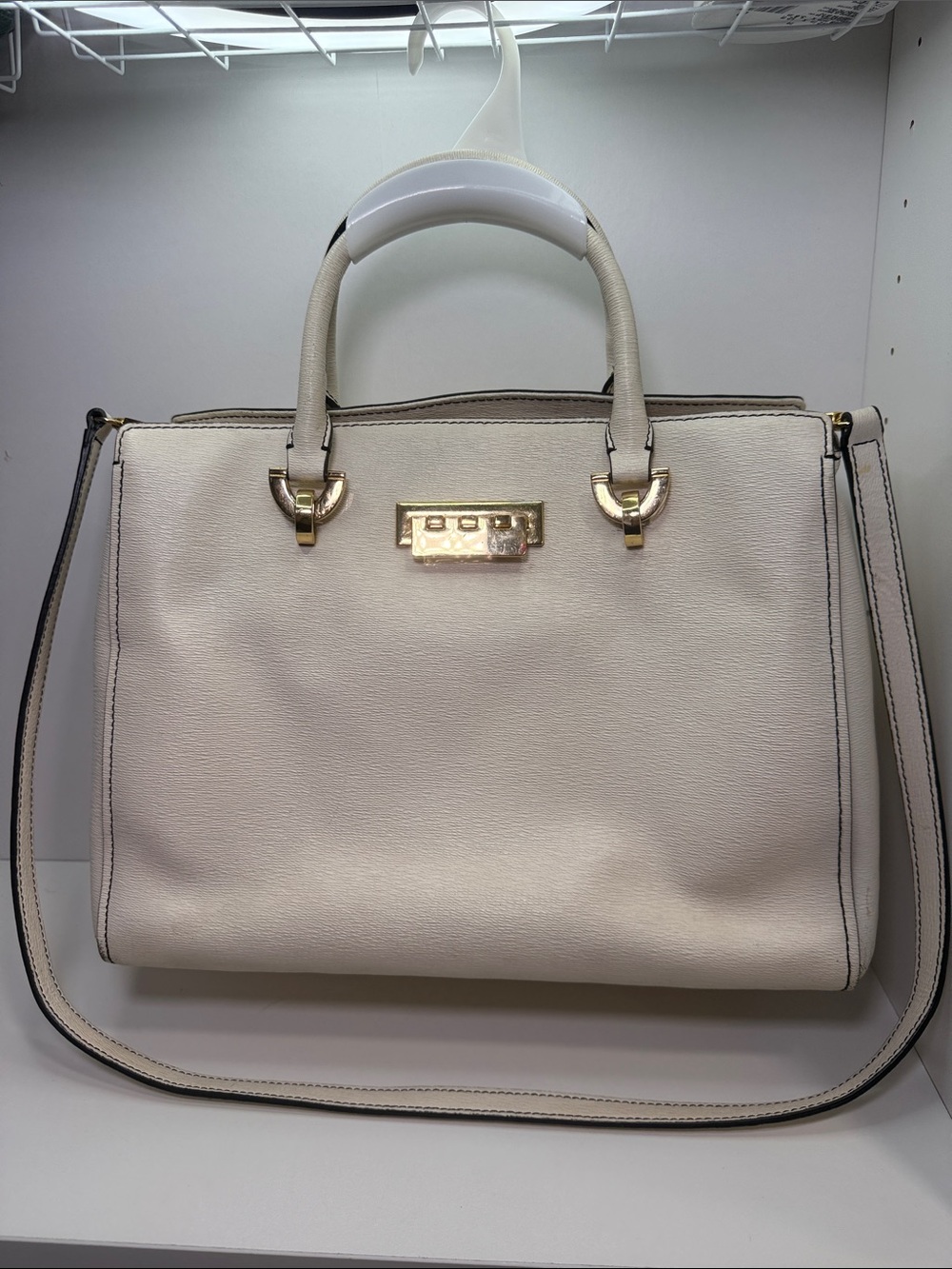 Zac Posen Cream Satchel with Gold Hardware